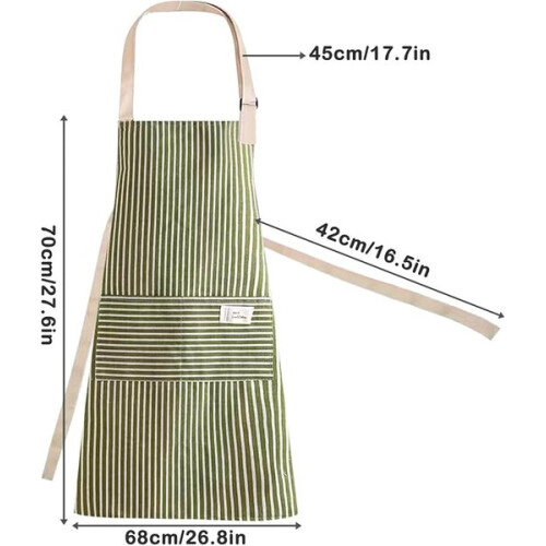 Grembiule da chef, regolabile con tasca, in cotone e lino impermeabile e traspirante. 1