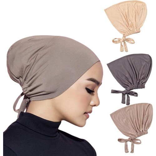 Hijab Underkapper Elastisk Skridsikker Blød Bindebånd 3 STK