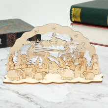 Decorazione natalizia da scrivania in legno, rotonda, da assemblare fai da te.