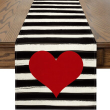 Tischläufer zum Valentinstag, Büffelkaromuster, Zwergenmotiv 1