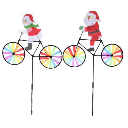 Plastic lawn windmill garden decoration 2-pack