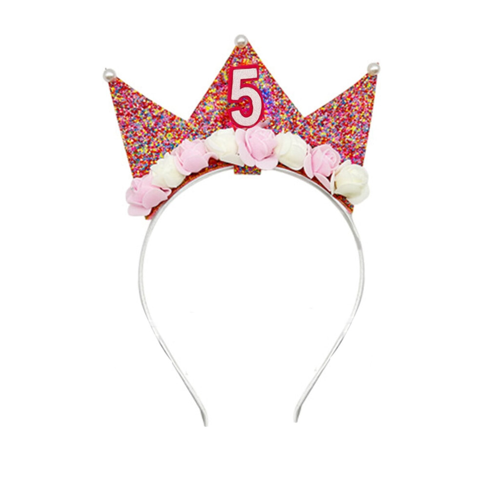 Unisex Glitter Birthday Crown Headband For Toddlers