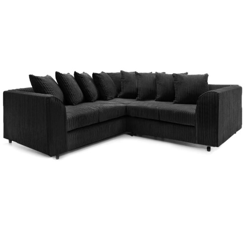 Furniture 786 Jumbo Cord Scatter Back 2c2 Corner Sofa Black 1