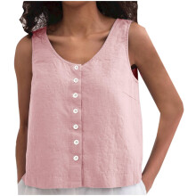 Women's Casual Button Vest Sleeveless Neck Waistcoat-Pink XXL