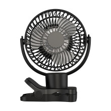 Space Saving Clip Fan with Night Light USB Rechargeable-Black C