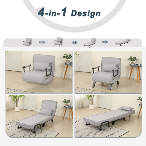 Westwood Versatile Convert Single Sofa Bed 4-in-1 6-Position 85 Sleeper Recliner L-Grey 2
