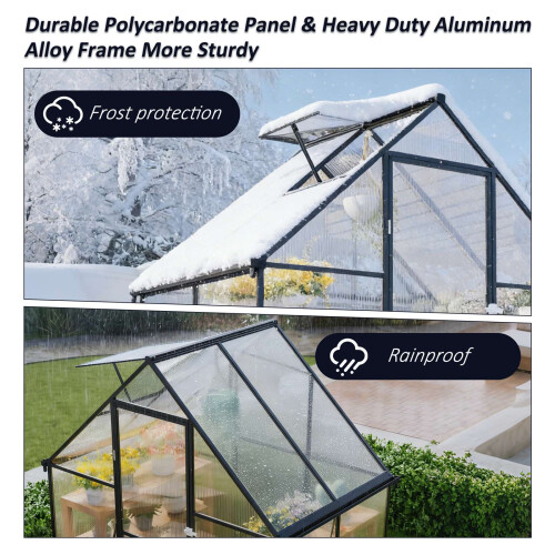 Birchtree BIRCHTREE 6X4FT Polycarbonate Greenhouse Dark Grey 2