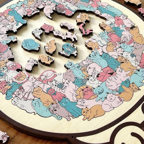 Puzzle en bois en forme de chat – 135 pièces, Morandi 1
