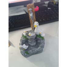 Estatua de pato blanco de resina para jardín, adorno de ganso