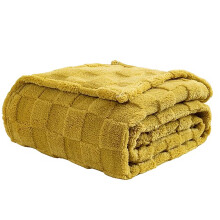 Yellow Waffle Weave Sofa Blanket 100% Polyester