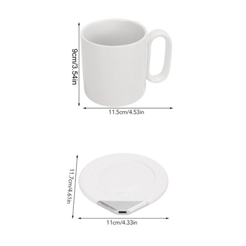 Wireless Charging Cup Warmer Compatible with QI Phones, Waterproof Panel, Includes 350ml Mug 2