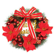 Pre-Lit Blue and White Pine Wreath with Ornaments