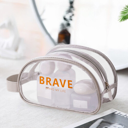 Trousse de maquillage transparente et imperméable avec fermeture éclair (1 pièce)