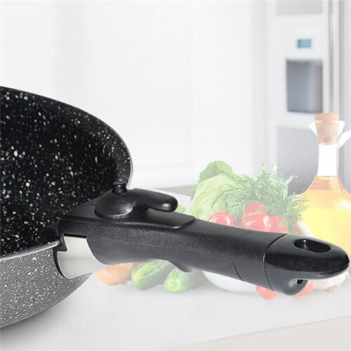 Removable Frying Pan Handle with Air Cooling Design, Bakelite Material, Black Colour for Secure Grip and Space Saving Storage 1