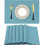 6er-Set Platzsets aus Baumwoll-Leinen-Mischgewebe, 33 x 48 cm, Aqua 1