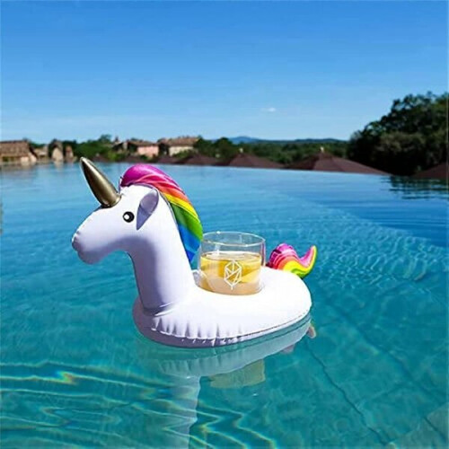 Inflatable Drink Holders 5-Pack, Floating Cup Holders for Pool with Assorted Designs (Unicorn, Flamingo) 2
