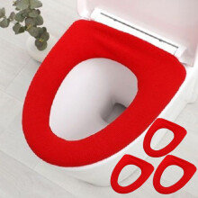 Toilet Seat Cushion Knitted Washable O-Shape Red
