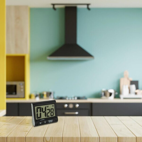 Digital Timer with Stopwatch and Magnetic Mounting, Black Display for Cooking, Exercise, Study Time Management 1