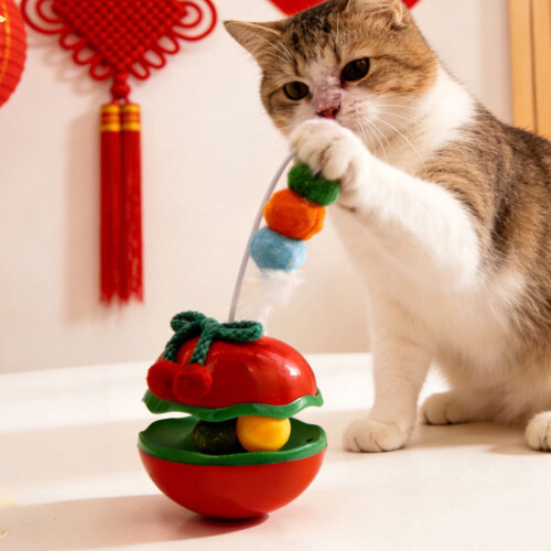 Jouet à bascule pour chat avec plume et clochette