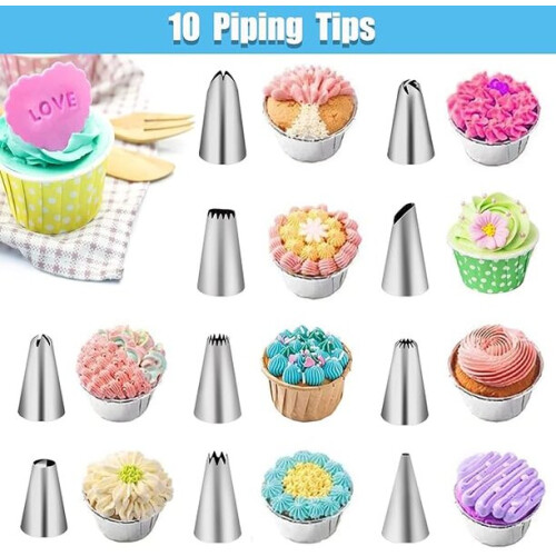 Pastry Bag with Tips Set, 40 Pieces Cake Decorating Kit with Silicone Bag, E-Book & Tools 1