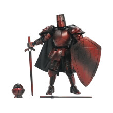Figura de robô articulada impressa em 3D com peças intercambiáveis.