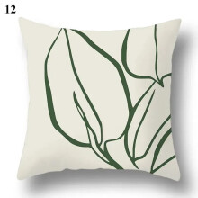 Cotton Linen Pillowcase Green Geometric Cactus Pattern