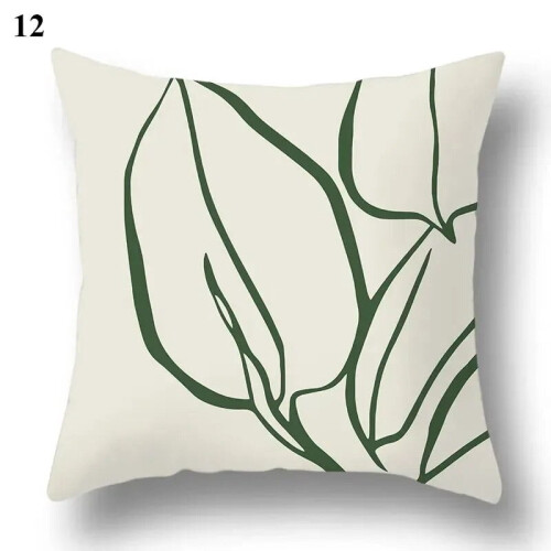Cotton Linen Pillowcase Green Geometric Cactus Pattern