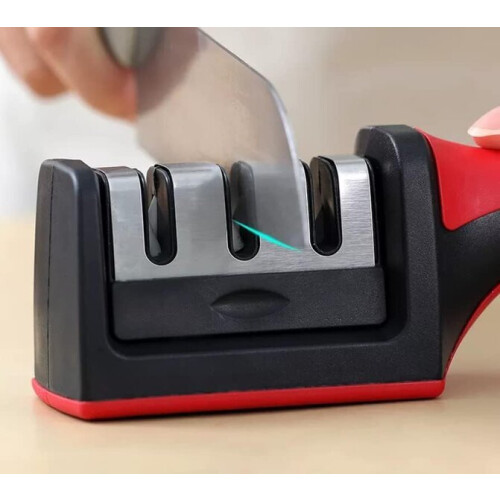 3-Stage Knife Sharpener in Black/Chrome for Kitchen Knives with Ergonomic Handle and Compact Size 2
