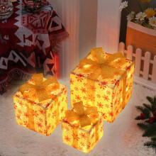 Christmas lighted boxes remote control set of 3