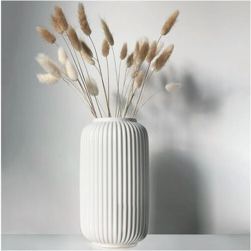 Ceramic Vase White Geometric 20cm Handmade for Home Decor Table Centrepiece 1