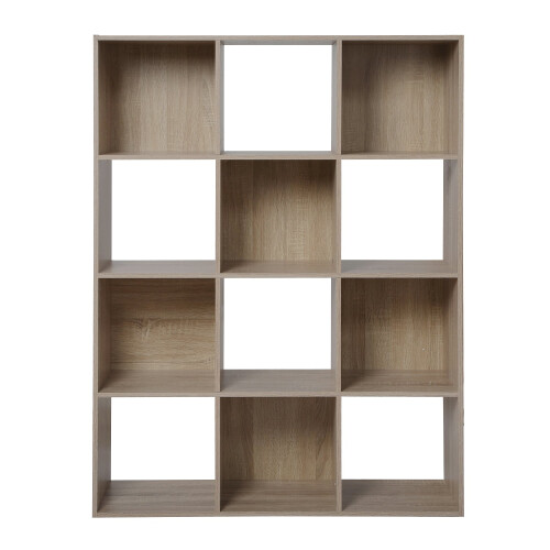 (Oak, 30cm) 12-Compartment Storage Shelf, 93 cm Wide - COMPO