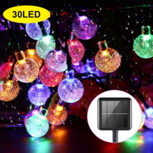 Luminițe solare festive cu 30 LED-uri, flexibile și impermeabile, 5,3 m