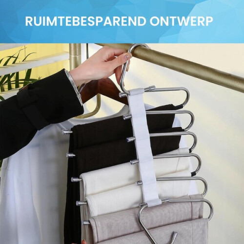 Trouser Hanger 9 Pairs Silver Space Saving Wardrobe Storage Organiser 2