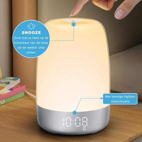Alarm Clock with Light, Silver - Wake-Up Light, 7 Wake-Up Modes, LED Night Light, Sleep Timer, Touch Control 2