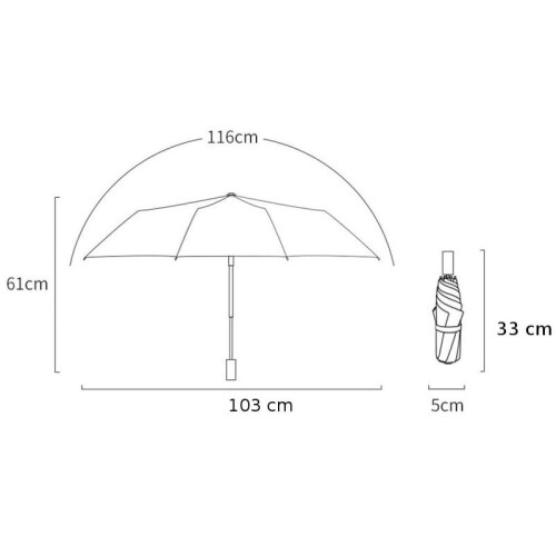 Folding Umbrella with UV Protection, Lightweight Carry Case and Handle Strap, 116 cm Dome 1