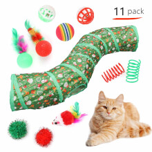 Weihnachts-Katzenspielzeugset mit Tunnel und Zubehör