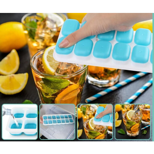 Silicone Ice Cube Tray Set 3-Piece with Leak-Proof Lid, BPA-Free, Stackable & Dishwasher Safe 1