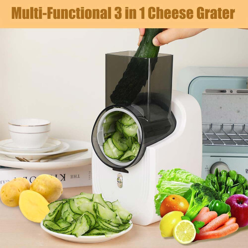 3 in 1 Electric Cheese Grater SS Handheld Fruit Vegetable Slicer Shredd 1