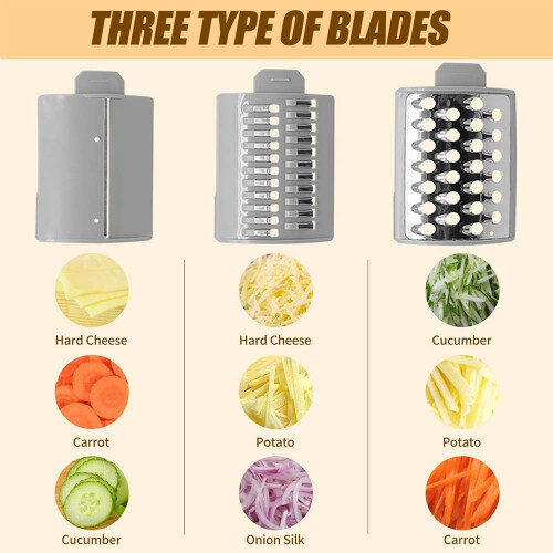 3 in 1 Electric Cheese Grater SS Handheld Fruit Vegetable Slicer Shredd 2
