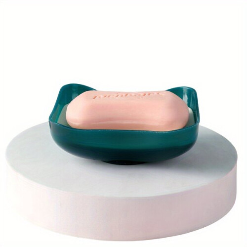 Soap Dish with Drain, Double Layer Plastic Rectangular Bathroom Organiser 2