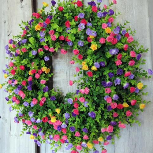 Ghirlanda artificiale per porta d'ingresso, 45 cm, primavera/estate 2