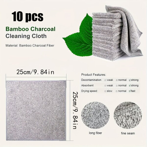 10-Pack Microfibre Towels Super Absorbent Quick-Drying for Home & Auto Cleaning 1