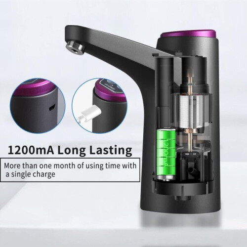 Water Pump Compatible with 2-5 Gallon Bottles, DIY Quantity Setting, Portable USB Rechargeable 2