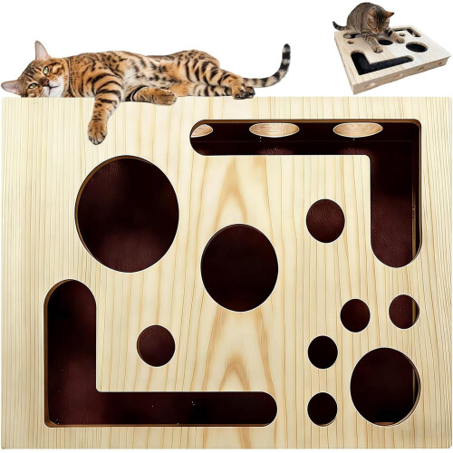 Bosca Scratch Puzal Cat Adhmaid le Liathróid Maze 1