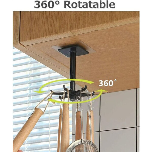 Rotating Folding Hook compatible with Universal Mounting, 180 Degree Vertical Flip Design for Under Counter Space Utilisation 1