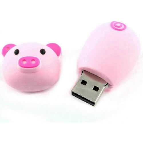16GB USB 2.0 Flash Drive Data Storage Pink Piggy Shape Soft PVC Rubber with Key Ring Compatible with Windows Linux Mac OS 1