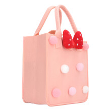 Reusable Felt Gift Bag with Bow Pink