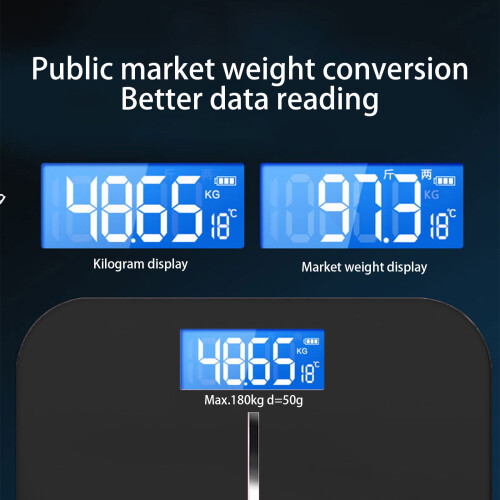 Fiberglass LED Bathroom Scale Black 400 lb 1