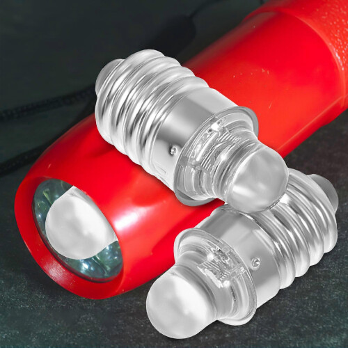 2pcs E10 Screw Base 3V Round Flashlight Light Bulbs 2