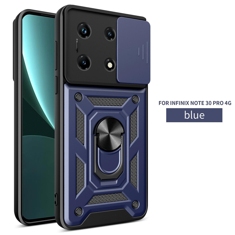 Magnetic Phone Case Compatible Infinix Note 30 Pro 4G, Slide Camera Lens Protection And Built In 360 Rotatable Ring Holder: Blue 4079869288146
